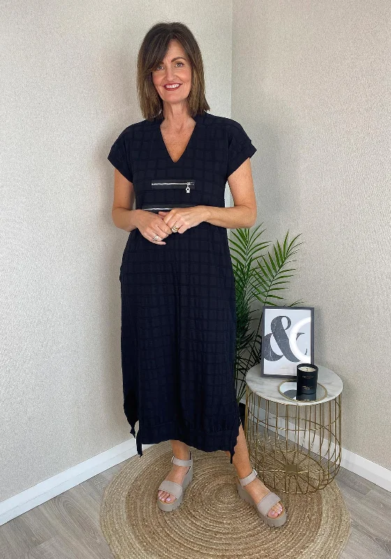 My Soul Zip Front Textured Midi Dress, Black Wrap midi dresses