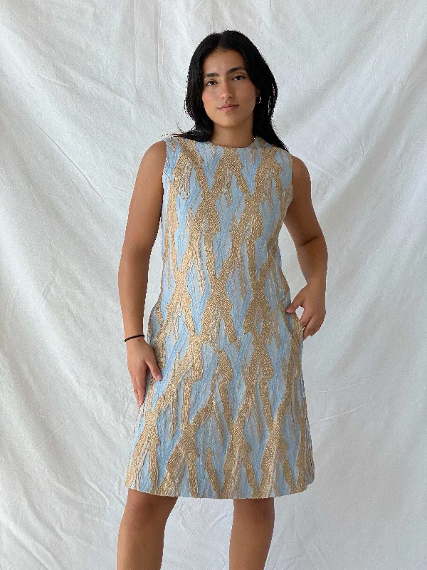 Vintage Johan De Haas Designer Midi Golden Cream Dress - M Off-shoulder midi dresses