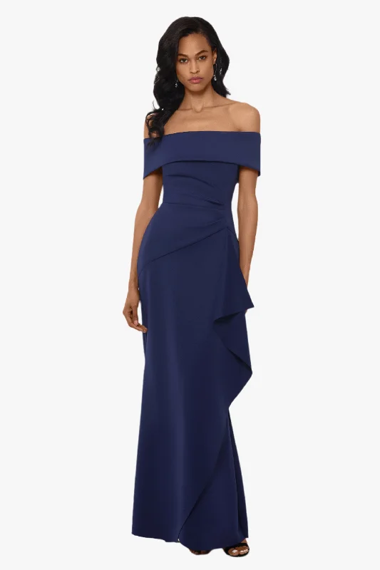 "Adriana" Long Scuba Crepe Off the Shoulder Dress Chiffon maxi dresses