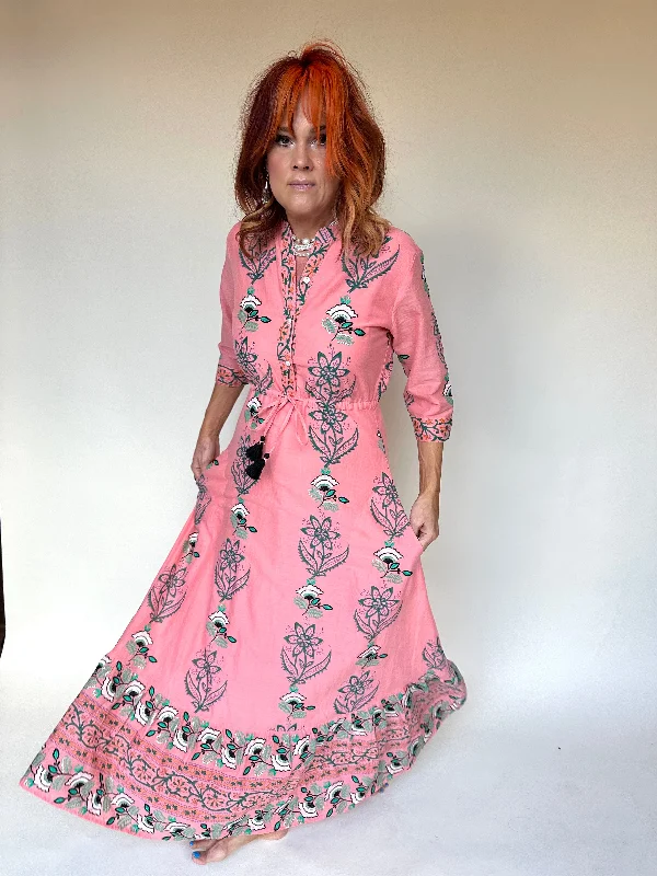 Cinched Shirt Dress Maxi - Udaipur Leather maxi dresses