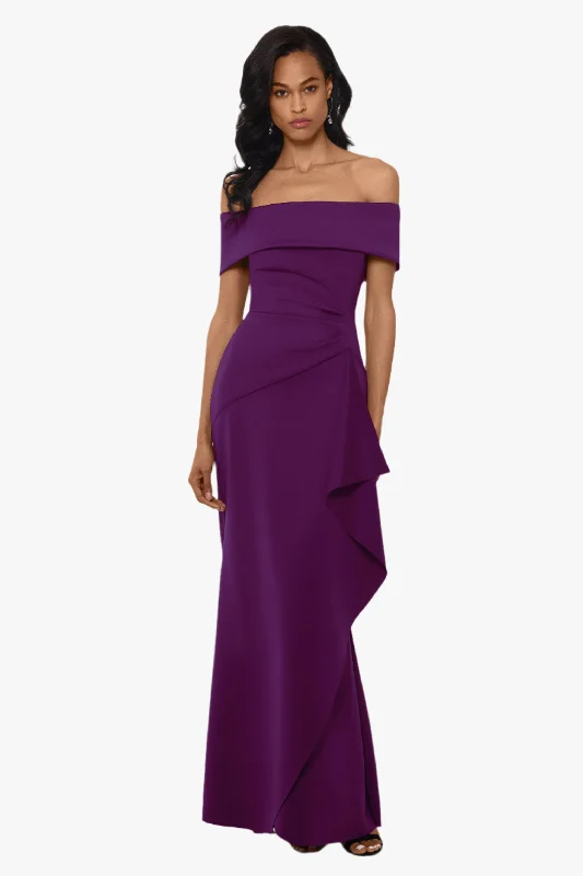 "Adriana" Long Scuba Crepe Off the Shoulder Dress Edgy maxi dresses