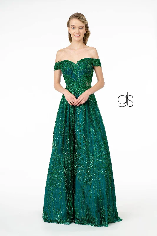 Glitter Embellished A-Line Prom Long Dress Flowy maxi dresses