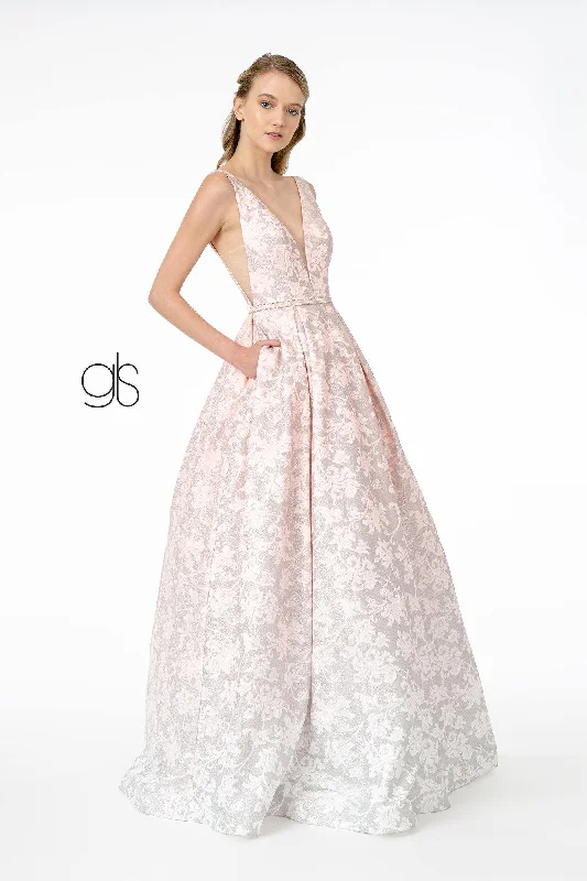 Illusion Deep A-Line Long Prom Dress Holiday maxi dresses