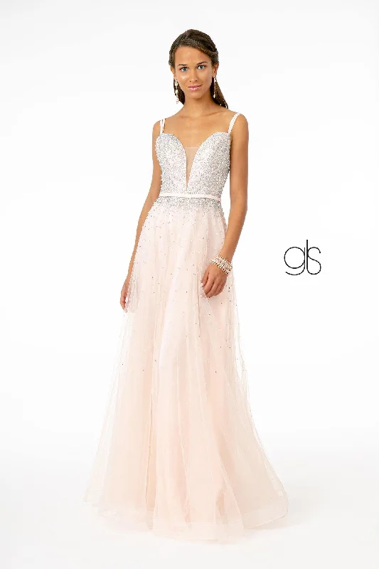Jewel Embellished Bodice MeshLong Prom Dress Best maxi dresses for elegant looks