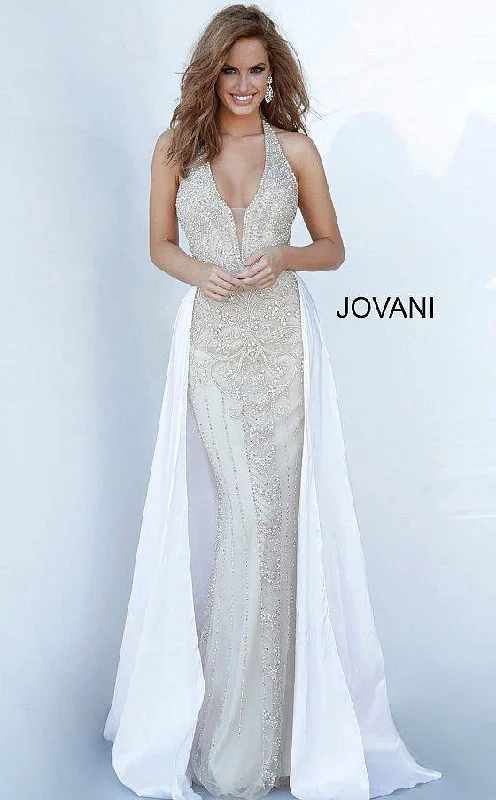 Jovani 3698 Long Halter Beaded Prom Dress Boohoo maxi dresses