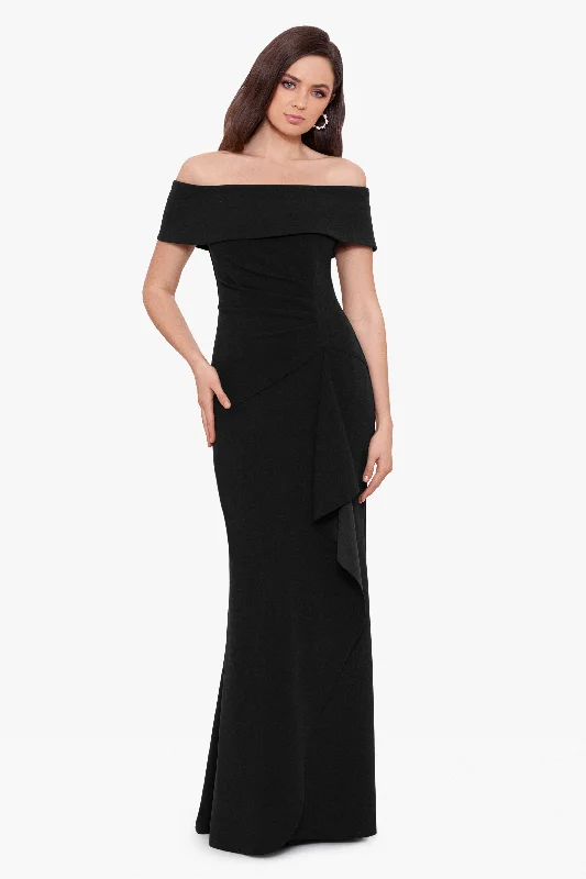 "Lindsay" Long Scuba Crepe Off the Shoulder Dress Women's maxi dresses