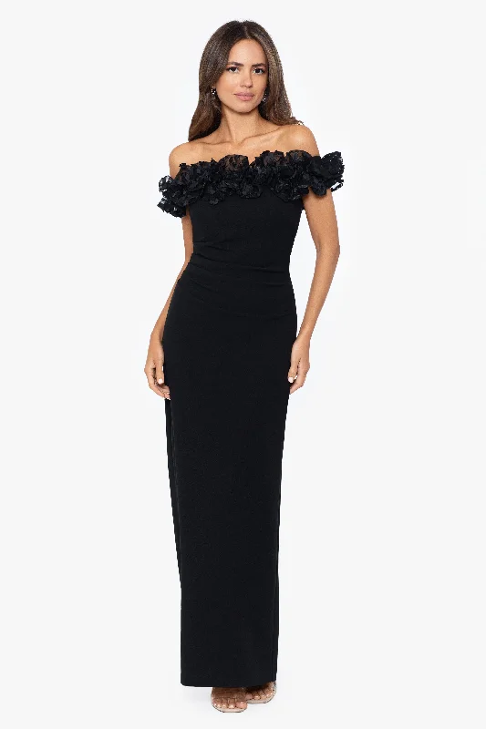 "Maya" Long Off the Shoulder 3D Ruffle Dress Expensive maxi dresses