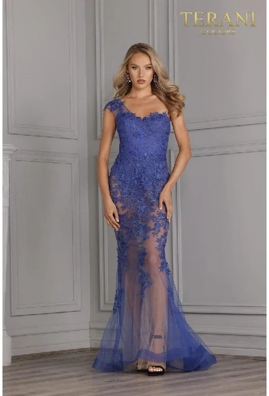 Terani Couture 2111P4056 One Shoulder Long Dress Best maxi dresses for plus size