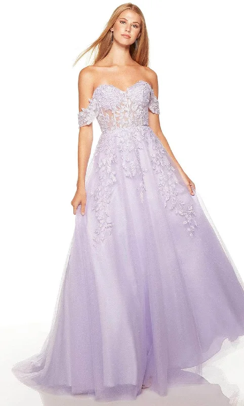 Alyce Paris 61297 - Off Shoulder Floral Lace Prom Gown Sequin party dresses