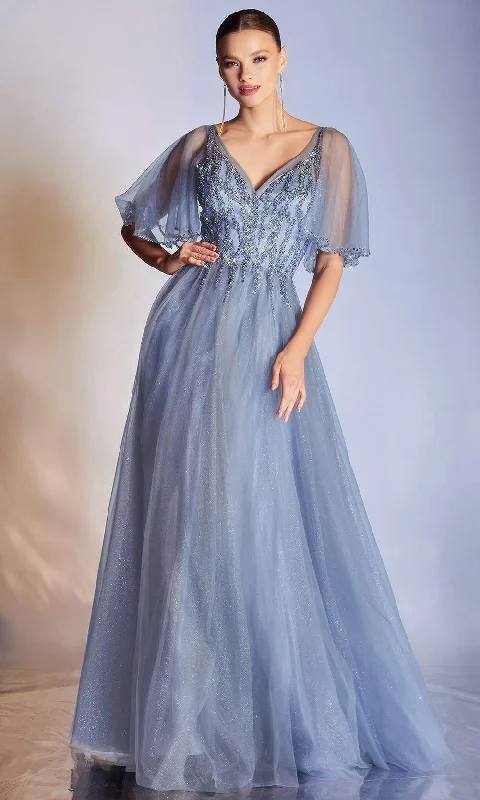 Cinderella Divine - CD0175 Embellished V neck A-line Gown Holiday party dresses