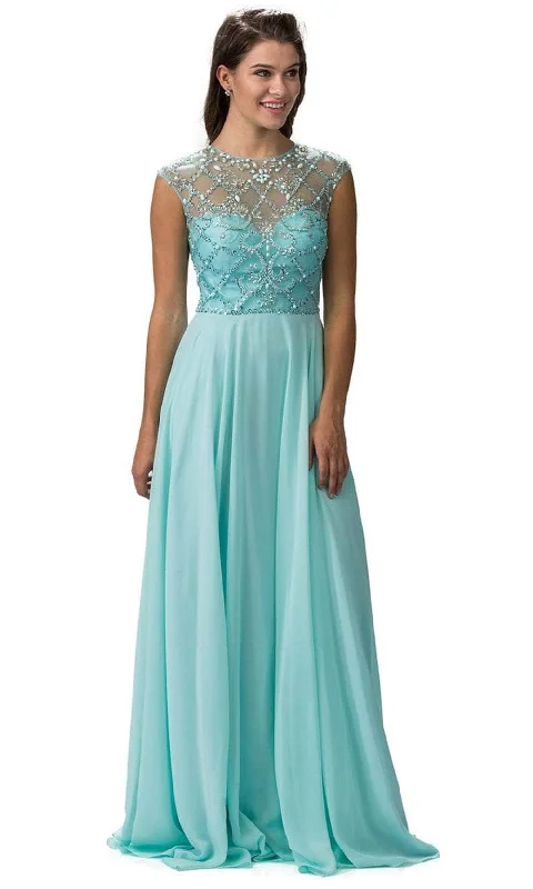Dancing Queen 9279 - Beaded Illusion Jewel Neck Prom Gown Fashion Nova party dresses