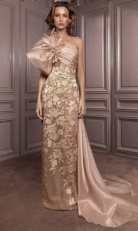 Gatti Nolli Couture GA-7080 - Floral Accent Sheath Evening Dress Lightweight party dresses for summer Gatti Nolli Couture GA-7080 - Floral Accent Sheath Evening Dress Lightweight party dresses for summer