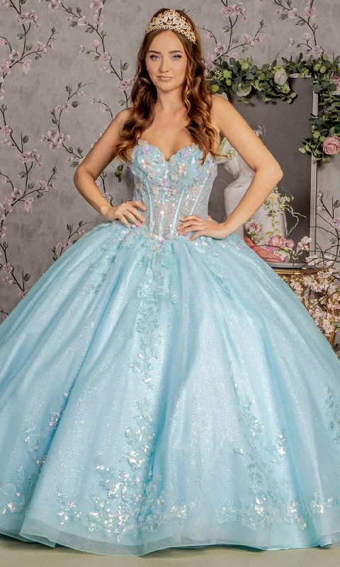 GLS by Gloria GL3332 - Strapless 3D Floral Embellished Ballgown Best party dresses for tall women