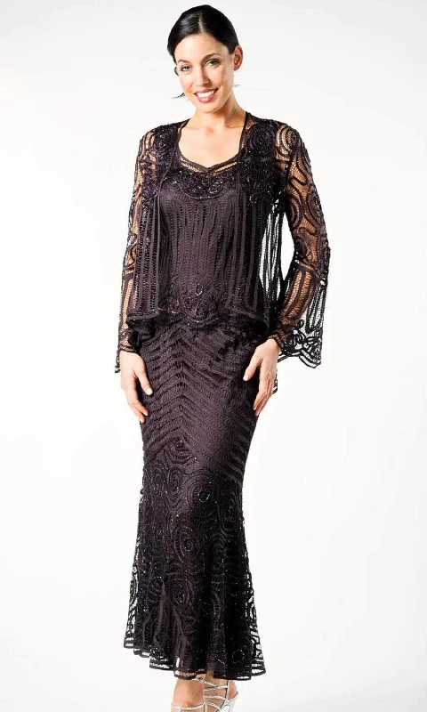 Soulmates D7156 - Beaded Crochet Evening Dress Set Silk party dresses