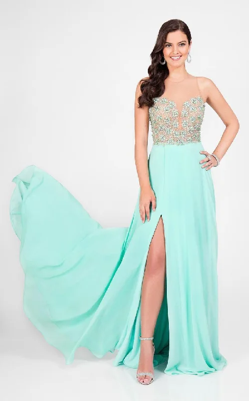 Terani Couture - Illusion Sweetheart Chiffon Gown 1712P2512 Dinner party dresses