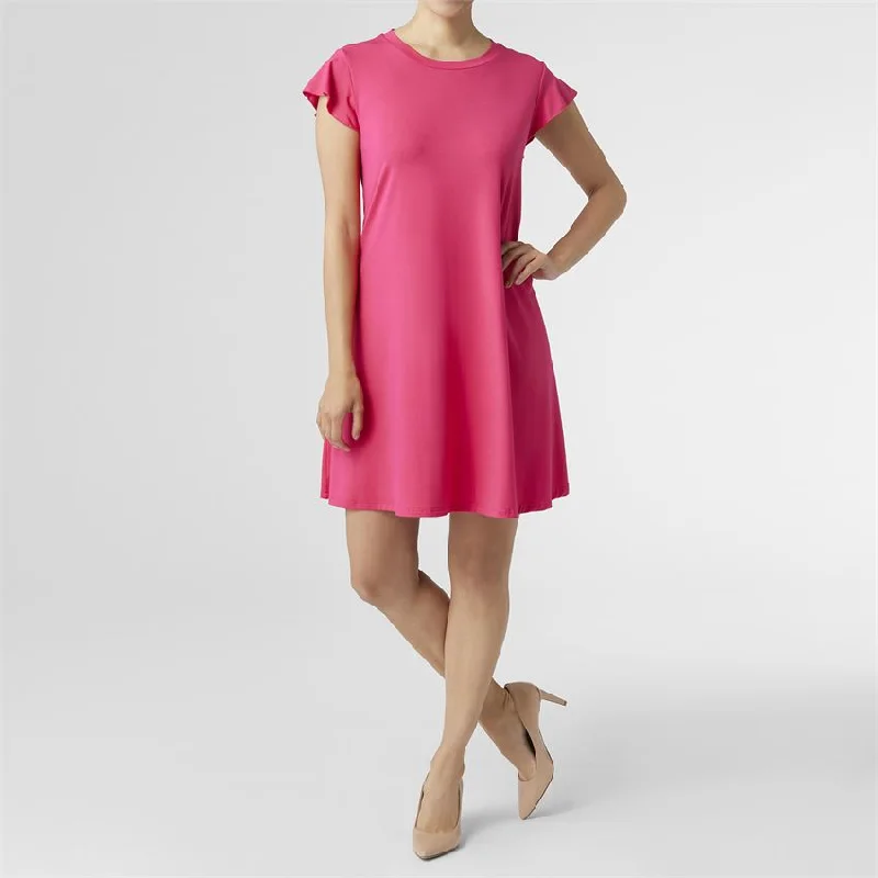 Francis Flutter Sleeve Dress - Bright Rose Bold pattern unclassified dresses