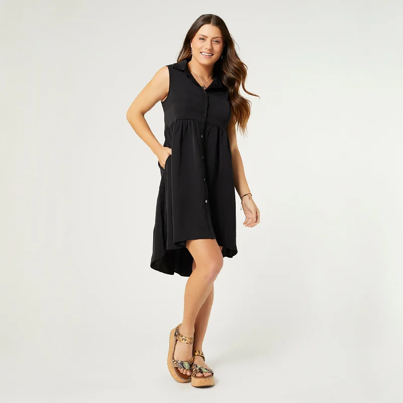 Georgina Sleeveless Dress with Collar - Black Popular unclassified dresses