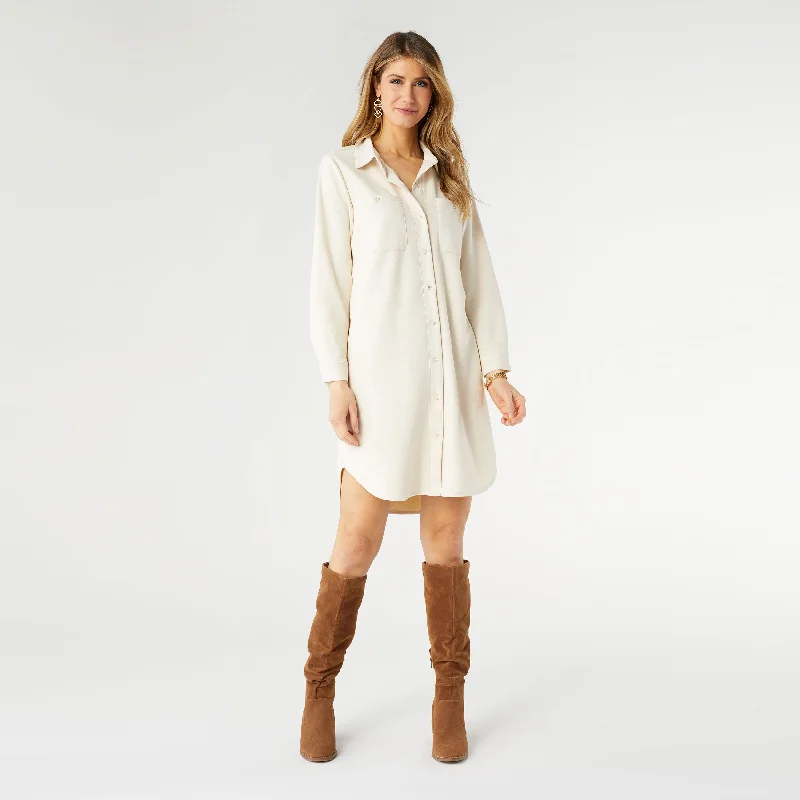 Charlie Faux Suede Dress - Bone Flowy unclassified dresses