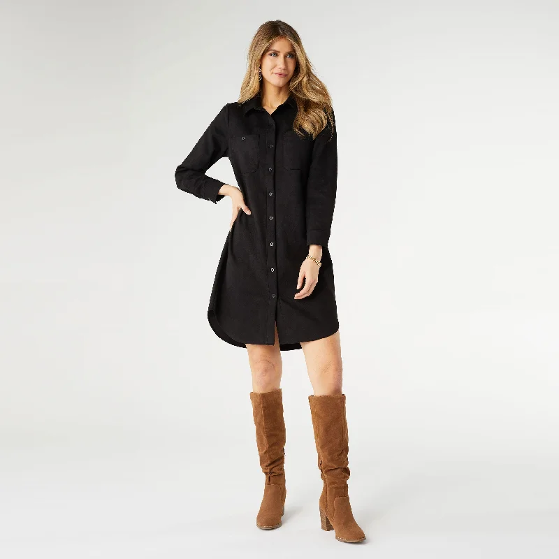 Charlie Faux Suede Dress - Black Dark color unclassified dresses