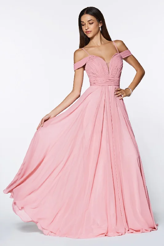A-Line Chiffon Gown With Off The Shoulder Sleeve And Sweetheart Neckline by Cinderella Divine -CJ241 Smocked unclassified dresses A-Line Chiffon Gown With Off The Shoulder Sleeve And Sweetheart Neckline by Cinderella Divine -CJ241 Smocked unclassified dresses