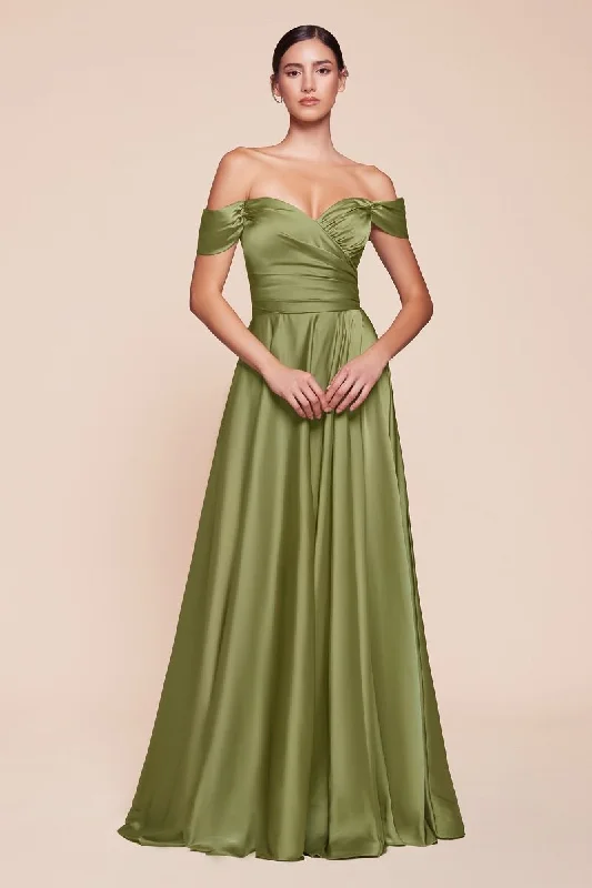 A-Line Satin Off The Shoulder Dress 01 By Cinderella Divine -7493 Trendy unclassified dresses