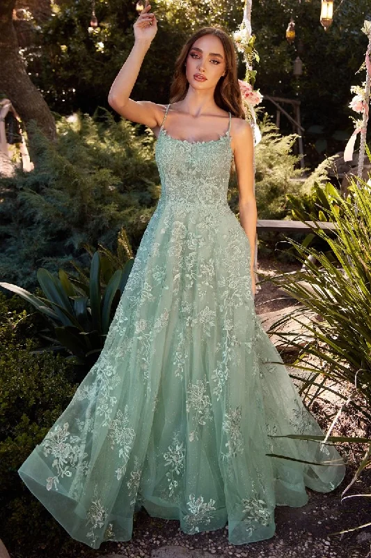 Andrea And Leo -A1248 Embroidered A-Line Scoop Neck Gown Tiered unclassified dresses