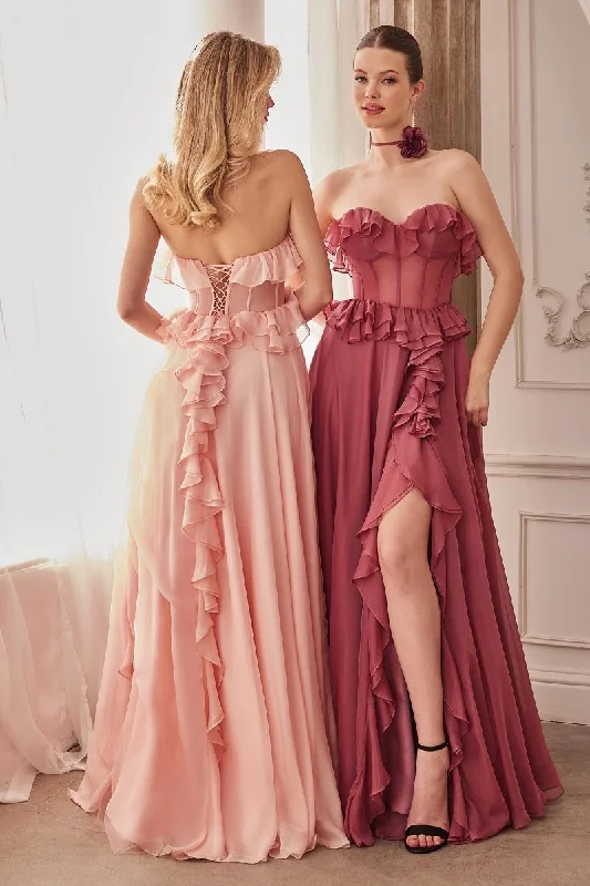 Andrea And Leo -A1341 Strapless Ruffle A-Line Dress Beach unclassified dresses