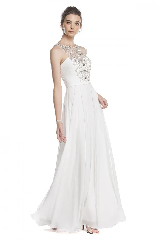 Aspeed Design -L1705 High Neck Beaded Illusion A-line Dress Bold pattern unclassified dresses Aspeed Design -L1705 High Neck Beaded Illusion A-line Dress Bold pattern unclassified dresses