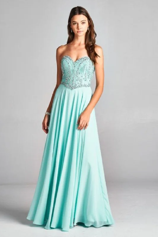 Aspeed Design -L1855 Strapless Beaded A-Line Dress Sexy unclassified dresses