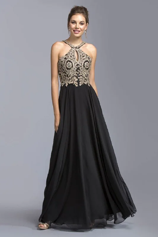 Aspeed Design -L1988 Halter Embellished A-Line Evening Dress Bodycon unclassified dresses Aspeed Design -L1988 Halter Embellished A-Line Evening Dress Bodycon unclassified dresses