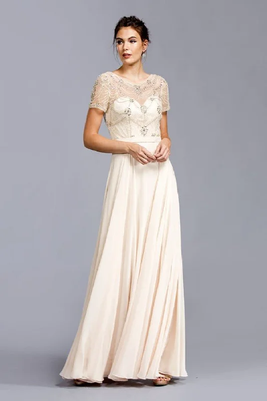 Aspeed Design -L2010 Beaded Illusion A-Line Evening Dress Open-back unclassified dresses Aspeed Design -L2010 Beaded Illusion A-Line Evening Dress Open-back unclassified dresses
