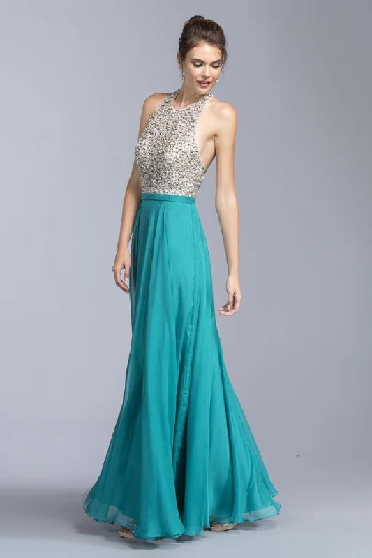 Aspeed Design -L2061 Halter A-Line Evening Dress Casual chic unclassified dresses