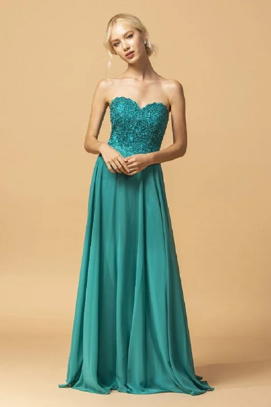 Aspeed Design -L2073 Strapless Embellished A-Line Dress Polka dot unclassified dresses Aspeed Design -L2073 Strapless Embellished A-Line Dress Polka dot unclassified dresses