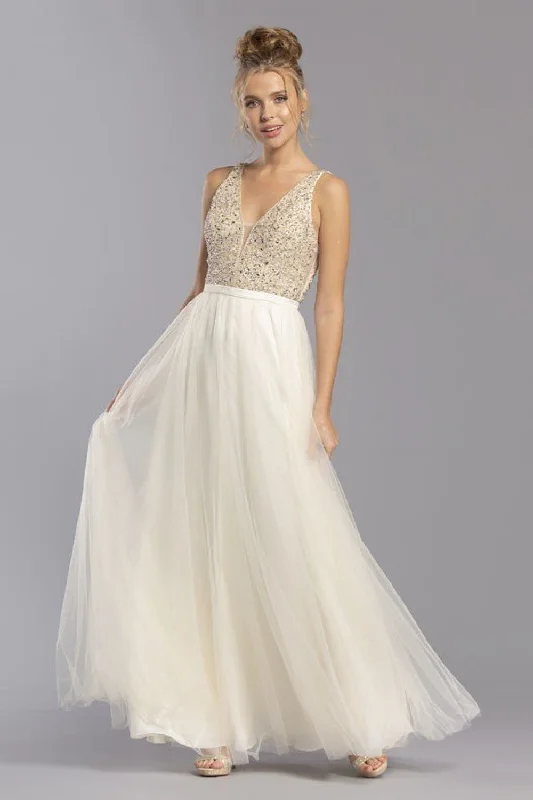 Aspeed Design -L2247 V-Neck Beaded Bodice A-Line Evening Dress Anniversary unclassified dresses Aspeed Design -L2247 V-Neck Beaded Bodice A-Line Evening Dress Anniversary unclassified dresses