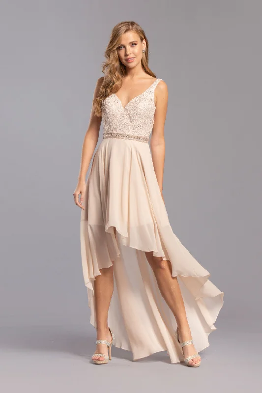 Aspeed Design -S2330 V-Neck Embellished High Low Dress Lounge unclassified dresses
