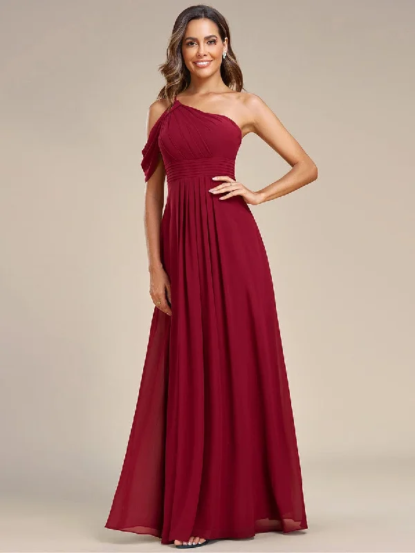 Asymmetrical One-Shoulder Sleeveless Chiffon Bridesmaid Dress Club unclassified dresses