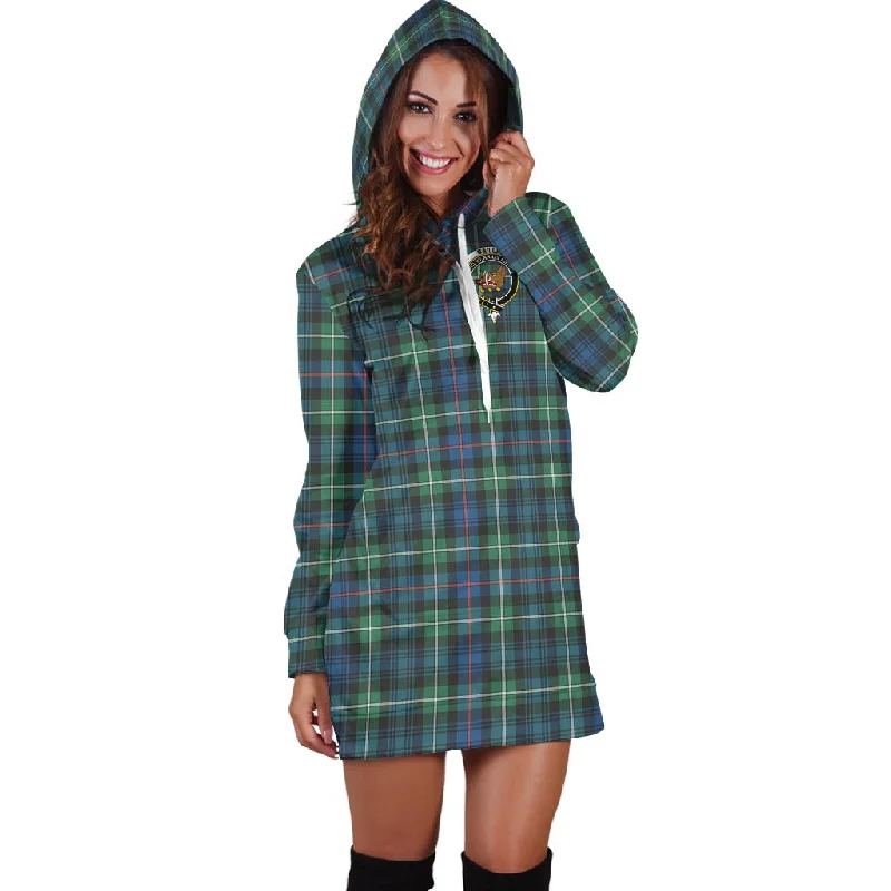 Baillie Ancient Tartan Hoodie Dress with Family Crest Long sleeve unclassified dresses