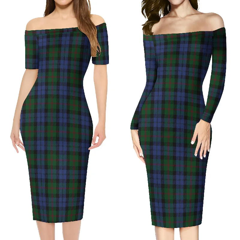 Baird Tartan Off Shoulder Lady Dress Trendy unclassified dresses