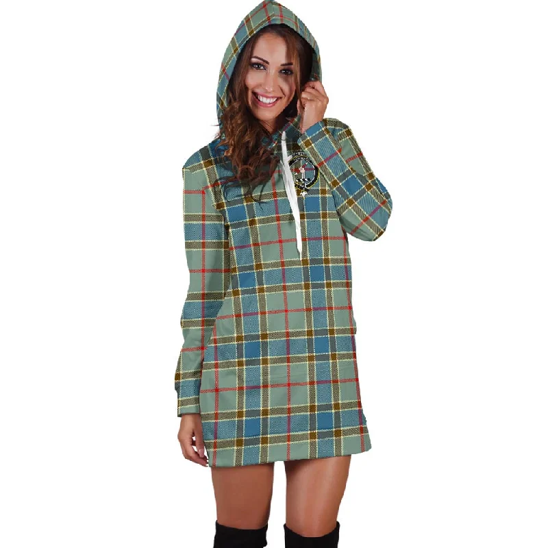 Balfour Blue Tartan Hoodie Dress with Family Crest Fashionable unclassified dresses