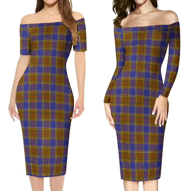 Balfour Tartan Off Shoulder Lady Dress Boho unclassified dresses
