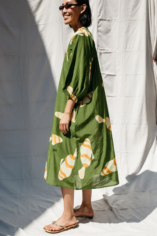 Ballad Fish Dress - Green Chiffon unclassified dresses