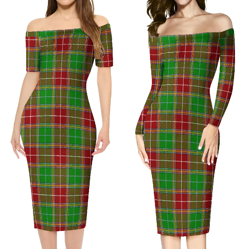 Baxter Modern Tartan Off Shoulder Lady Dress Trendy unclassified dresses