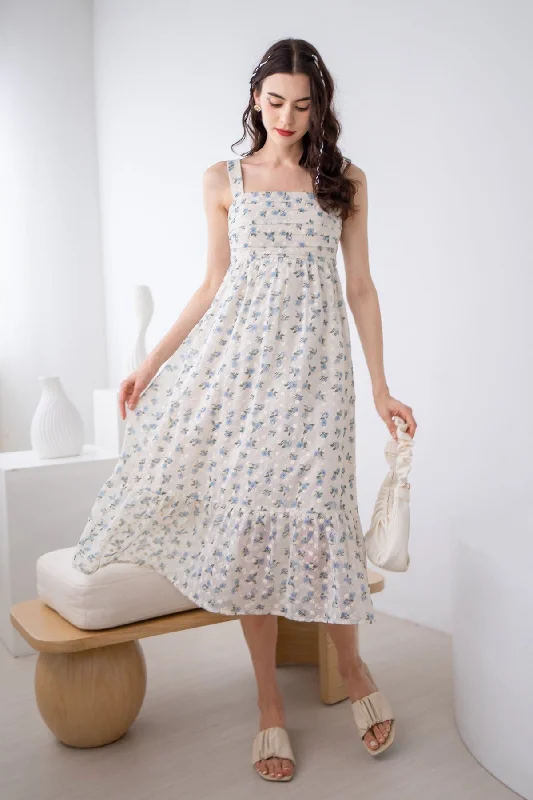 BEGONIA EYELET MIDAXI DRESS IN BLUE Sleeveless unclassified dresses