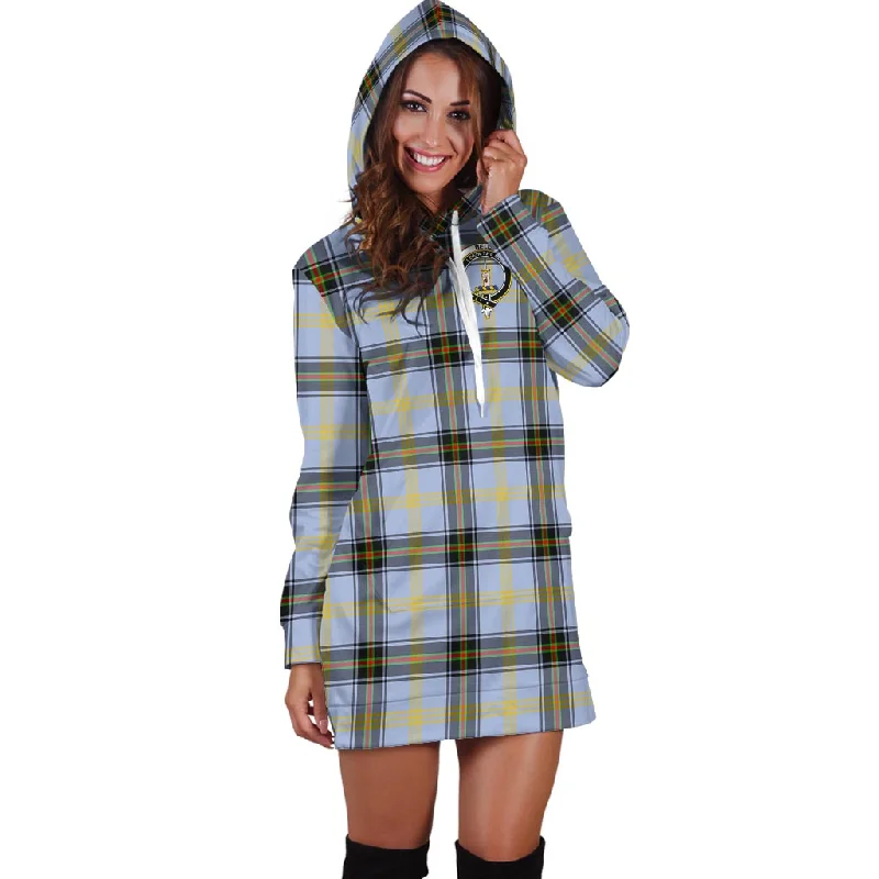 Bell Tartan Hoodie Dress with Family Crest Stretchy unclassified dresses