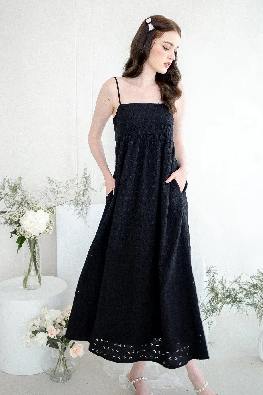 BELLA EMBROIDERY DRESS IN BLACK Spring unclassified dresses