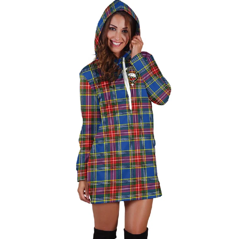 Bethune Tartan Hoodie Dress with Family Crest Date night unclassified dresses