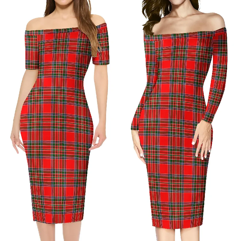 Binning Tartan Off Shoulder Lady Dress Casual unclassified dresses