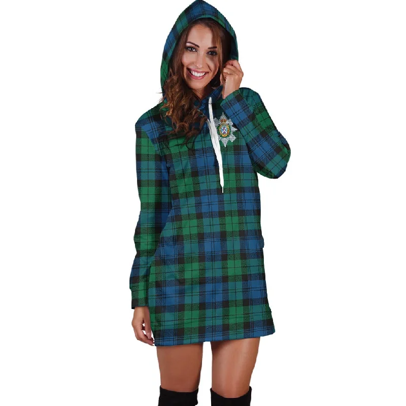Black Watch Ancient Tartan Hoodie Dress with Family Crest Summer unclassified dresses
