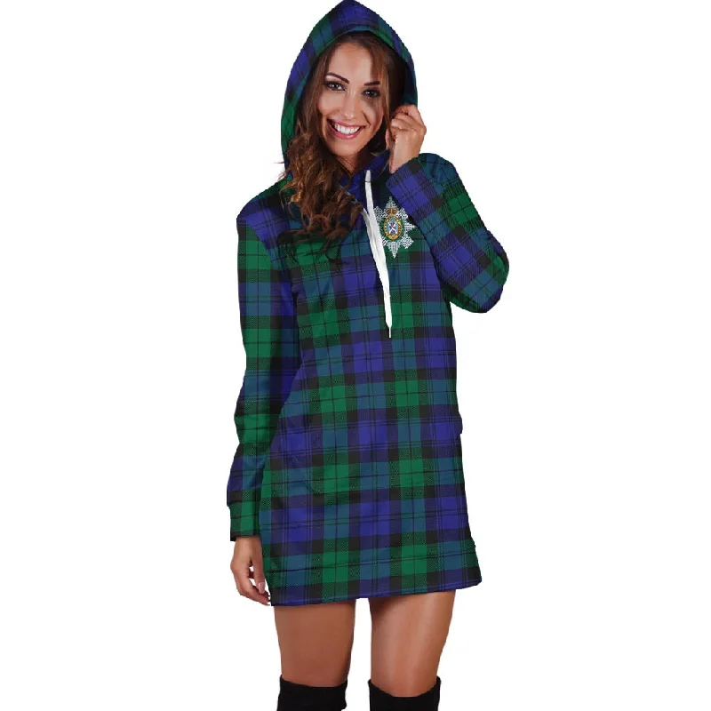 Black Watch Modern Tartan Hoodie Dress with Family Crest Corset unclassified dresses