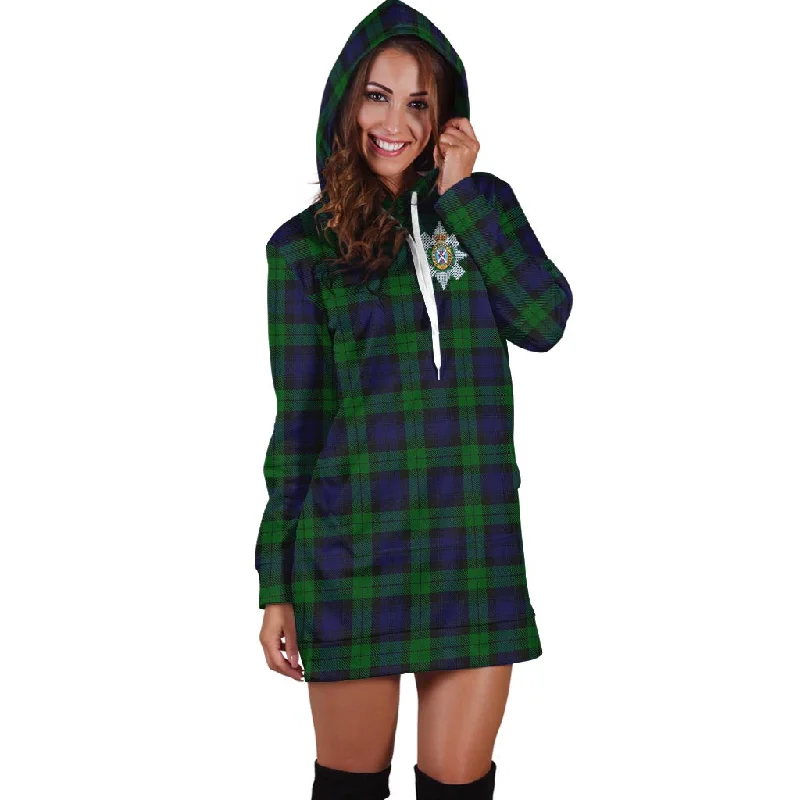 Black Watch Tartan Hoodie Dress with Family Crest Beaded unclassified dresses